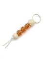 Monogram basketball keychain charm with wooden beads and white knotted cord strap - Basketball - Tassel Beaded Style