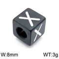 8mm black square stainless steel bead with white letter X for DIY jewelry making - Letter X Black (KLJ1189-Z)