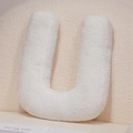 U-shaped white sherpa letter pillow with soft plush texture for home sofa decoration - Letter U