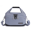 Waterproof grey Oxford nylon handbag with adjustable strap and multiple zip pockets - Haze Blue