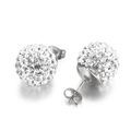 Boucles d'oreilles clous en boule de cristal pavé en acier inoxydable argenté pour femmes - 14mm / Couleur Acier (KE63298-Z)
