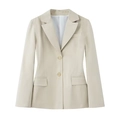 Detailed flat lay of a beige slim fit women blazer with shoulder pads and twin buttons - XS / Off White