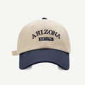 Retro two-tone Arizona baseball cap in beige and navy blue with high-quality embroidery - M (56-58cm) / Navy Blue Patchwork