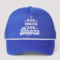 Gorra trucker azul real con estampado Red White and Booze y cordón blanco - Azul Real