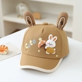 Detail of baby baseball cap with 3D bunny ears, mushroom patch and Cute embroidery - 48cm (5-18 Months) / Dark Khaki