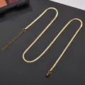 Minimalist gold plated snake chain necklace with rectangular zircon pendant for women - Gold Color 3.0mm*40+5cm Herringbone Chain