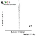 Set of 6 clear twisted icicle Christmas ornaments with dimensions 13.5cm for tree decor - Clear Icicles (6PCS/Pack)