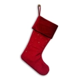 Red velvet Christmas stocking with gold stamped stars and convenient hanging loop - Wine Red (No Embroidery)