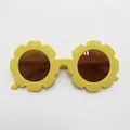 Fashionable bright yellow sunflower sunglasses for kids with matte frames and UV lenses - Kids / C25 Yellow Frame Brown Lens