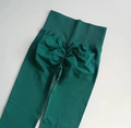 High-waisted dark green scrunch butt yoga leggings with tummy control compression band - Dark Green