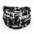 Bohemian paisley stretch cotton wide headband featuring black and white marble pattern - 21-Black White Abstract
