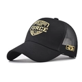 Cappellino trucker retrò in cotone nero con ricamo FORCE dorato e retro a rete - Nero Oro