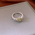Silver adjustable sunflower ring with yellow marquise zircons and clear crystals - 61# Ring - Silver - Yellow Flower Cluster