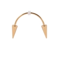 Gold stainless steel smile piercing jewelry with pointed spikes and silicone ring - Tiger Tooth Spike / Gold
