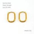 Minimalist oval 18k gold plated stainless steel hoop earrings measuring 20 by 14 mm - Slim Oval Style (988) / Gold