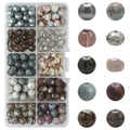 DIY jewelry kit with 10-grid storage box and gradient glass beads in neutral grey tones - Grey Series approx 200pcs