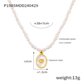 Zoetwaterparelketting met gouden titanium stalen ovale hanger en schelp inlegwerk - Goud