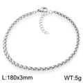 Bracciale a catena in acciaio inossidabile argento con chiusura a moschettone, 180x3mm e 5g - Argento-180x3mm(KB208478-GC)