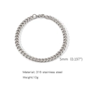 Sleek 5mm silver 316L stainless steel Cuban link bracelet with lobster clasp - 5mm / 18cm / Steel