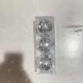 Christmas disco ball ornament set featuring three silver mirror reflective spheres - Mirror Disco Ball 8cm 3Pcs