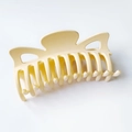 Matte cream yellow large butterfly hair claw clip with 12cm length and sturdy teeth - Beige