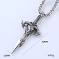 Detailed macro view showing the goat head sword pendant with 49mm length and 23mm width - Ram Head Sword (Style 13)
