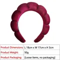 Deep burgundy plush velvet headband with sponge padding and 18x17x3cm dimensions - 12# Wine Red Style