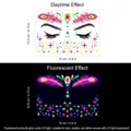 Tatuaggi viso neon con piume di pavone e stelle per festival, misura 15x10,5 cm - FA-011