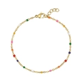 Adjustable golden link bracelet featuring vibrant multi-colored beads for women - Necklace / Colorful