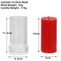 Cylindrical 5x10cm candle mold with 174g red wax finished candle product view - Cylinder 5x10cm