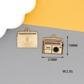 Retro cassette recorder alloy pendant in black and gold, size 21x19mm for DIY jewelry - Recorder