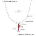 Stainless steel necklace with red oil drip chili and clover charms for women - Necklace / Steel