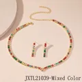 Parure de bijoux dorée élégante avec des cristaux de zircone cubiques multicolores - Zirconia Multicolore (JXTL21039)