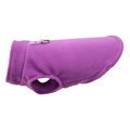 Bright purple fleece dog vest with metal D-ring for leash attachment in cold weather - Purple