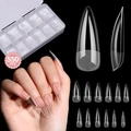 550 Stück lange Stiletto-Nagelspitzen transparent mit Aufbewahrungsbox für Maniküre - 550 Stück/Box / Transparent (XAJP-A9)