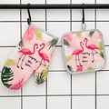 Pink flamingo printed heat resistant kitchen oven mitt and pot holder set for baking - Pink Flamingo