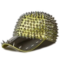 Yellow punk baseball cap featuring all-over silver metallic spikes and studs detail - Adjustable (55-59cm) / Fluorescent Green Base Silver Rivets
