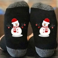 Christmas cotton mid-tube socks in black and grey with a cute snowman pattern - One Size / Christmas Snowman Grey Black