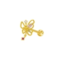 Golden butterfly cartilage stud earring with colorful crystals and screw ball back - Colorful Rhinestone Butterfly (24080703-8)