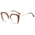 Fashion cat eye glasses with tortoiseshell frames and gold metal temples in style C6 - Tortoiseshell