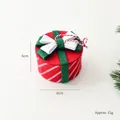 Mini red felt Christmas gift box ornament with green bow and pine branch accent - Striped Pattern Gift Box