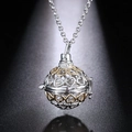 Collier pendentif diffuseur d'aromathérapie sphérique en forme de cœur bicolore or et argent - Argent Or Balle Filigrane Coeur Creux (39)