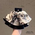 Pinza para el pelo vintage de satén floral con colgante de perla de 19cm - Pinza para Coleta de Satén Estampado Vintage