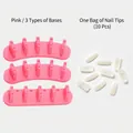 Pink nail art practice stands and white display tips set with three detachable bases - Practice Stand Set - Pink (3 Bases + 10 Nail Tips) / Pink