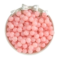 Pink ice-cracked texture round beads for DIY jewelry in a decorative silver bow bowl - Opaline Floral Bead - Watermelon Red
