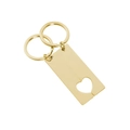 Macro shot of mirror-polished gold stainless steel heart puzzle keychains for engraving - Gold (1 Pair Blank)