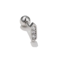 Barbell stud earring in silver with a geometric frame and three sparkling zircons - Hexagon / White Gold