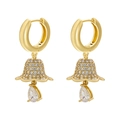 Boucles d'oreilles pendantes dorées avec muguet scintillant et cristaux de zircone poire - Muguet Zircon Blanc Doré
