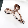 Brown tortoiseshell leopard print bow hair claw clip with gradient resin finish - Black Coffee