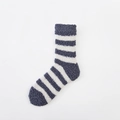 Chaussettes homme en polaire corail à rayures marine et blanc avec texture douce et épaisse - Taille unique / Bleu Marine/Rayé Blanc